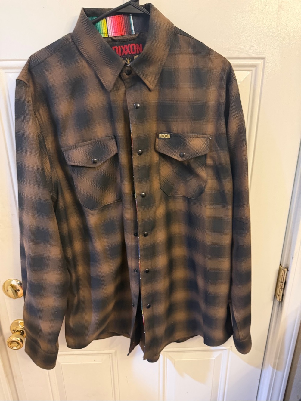 DIXXON Brown and Black Plaid Men's Button-Down Shirt